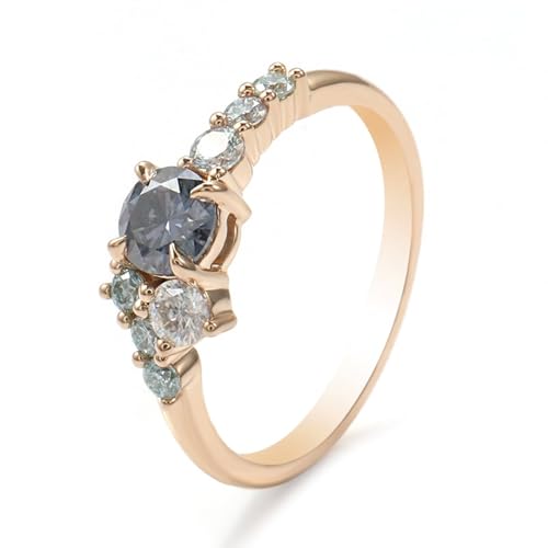 Wycian Bff Ring Goldene Hochzeit Geschenke Gelb 9K Gold Moissanit 4 Zinken mit 1 Karat Graugrünem Moissanit Größe 45 (14.3) Beliebt für Schwester Weihnachten Personalisierbar von Wycian