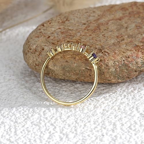 Wycian Blaue Ringe Damen Ring mit Stein Blau 9K Gold Au375 Empfindlich Größe 57 (18.1) Klassisch für Lesben Weihnachten Personalisiert von Wycian