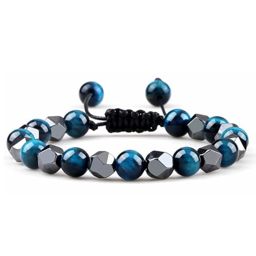 Wycian Bracelet Love, Tigerauge Armband Echt Perlen Kristall Blau Schwarz Mode Elegante Perlen 7.5cmx8mm 1er Naturstein für Neujahr von Wycian
