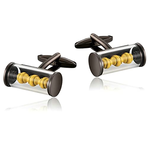 Wycian Cufflinks for Men Set, Manchettenknoepfe Koch Tennis Ball Schwarz Gelb Rostfreier Stahl 2.2X1X1CM für Männer Vater Freund Tuxedo Shirt von Wycian