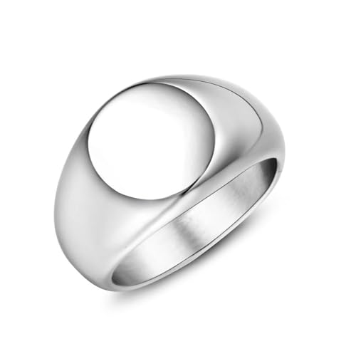 Wycian Damen Ring 57, Ehering Damen Silber Einzeln Edelstahl 12mm Poliert, Rund Anpassbar für Frau Geburtstag von Wycian