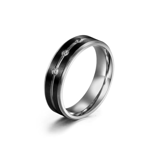 Wycian Damen Ring 57, Infinity Ring mit Stein Edelstahl Zirkonia Schwarz Silber 6 Mm, Mattiert mit Zirkonia Gravur für Wife Valentinstag von Wycian