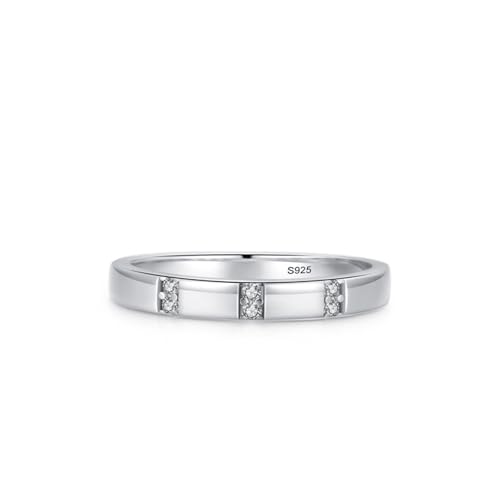 Wycian Damen Ring 57 Freundschaftsringe mit Stein 925er Sterlingsilber 2mm Einfaches Mikropflaster für Frau Verlobung von Wycian