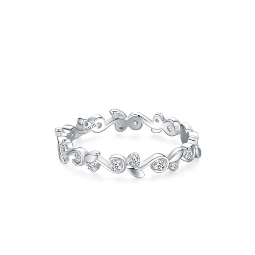 Wycian Damen Ring 57 Partner Ringe mit Stein 925er Sterlingsilber 3.5mm Blüten und Blätter für Mutter Valentinstag von Wycian