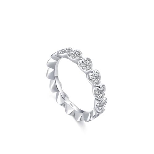 Wycian Damen Ring 57 Ring mit Stein 925er Sterlingsilber 4.4mm Herzform für Mutter Neujahr von Wycian