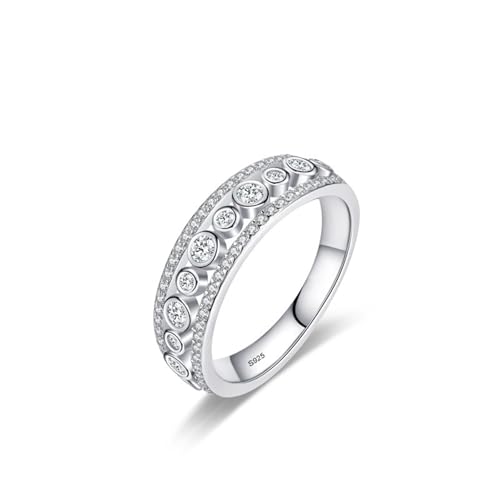 Wycian Damen Ring 57 Ring mit Stein Mann 925er Sterlingsilber 3.5mm Geometrisches Hohldesign Aus Zirkon für Frau Abschlussball von Wycian