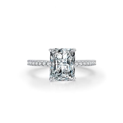 Wycian Damen Ring 57 Ring mit Stein Mann 925er Sterlingsilber Ewigkeit mit Rechteckigem Solitär mit Vier Krappen für Mutter Abschlussball von Wycian