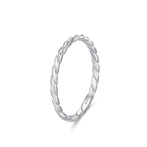 Wycian Damen Ring 57 Ringe Silber Verlobung 925er Sterlingsilber 1.7mm Kein Edelstein Gebogener, Schlichter Ring für Frau Verlobung von Wycian