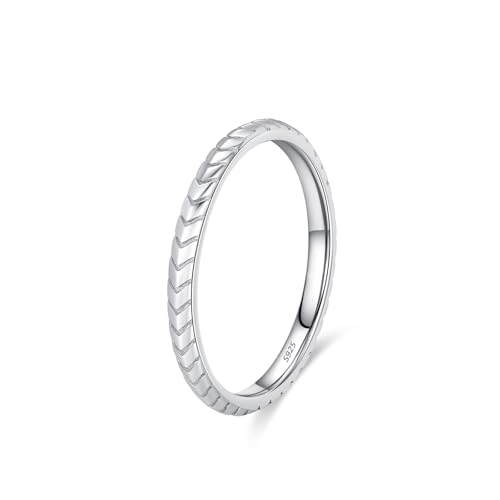 Wycian Damen Ring 60 Eheringe Silber Set 925er Sterlingsilber 1.9mm Kein Edelstein Pfeiltextur für Mutter Valentinstag von Wycian