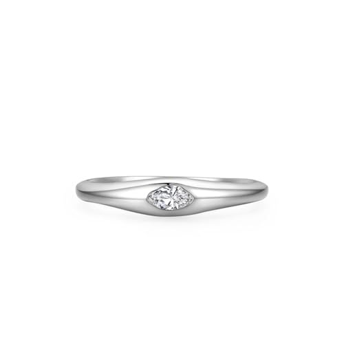 Wycian Damen Ring 60 Silberne Ringe Set 925er Sterlingsilber 1.5mm Zirkonia Geometrischer Ring mit Unregelmäßigem Zirkon für Mutter Vatertag von Wycian