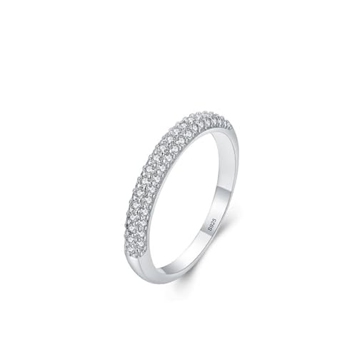 Wycian Damen Ringe 60 Damenringesilber 925er Sterlingsilber 2mm Zirkonia Doppelte Reihe Zirkon für Frau Valentinstag von Wycian