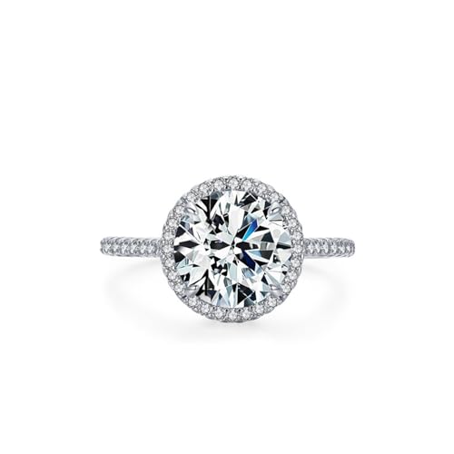 Wycian Damen Ringe Fein Verlobungsring Damen 925 1.6mm Zirkonia Runder Heiligenschein Größe 49 (15.6) für Frau Vatertag von Wycian