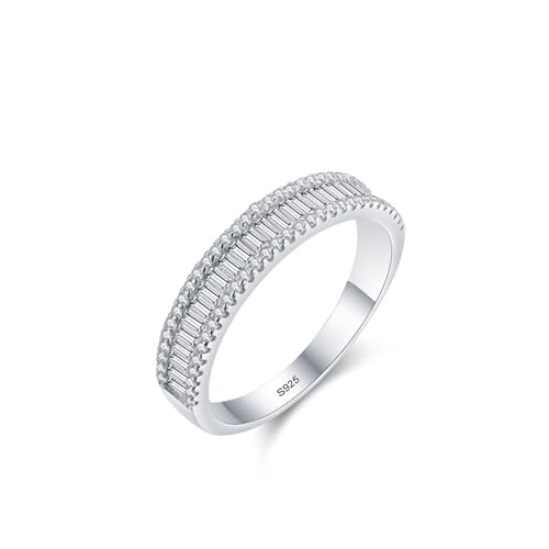 Wycian Damen Ringe Verlobung Silber Ring 925 2.4mm Zirkonia Geometrische Anordnung mit Zirkon Größe 49 (15.6) für Frau Abschluss von Wycian