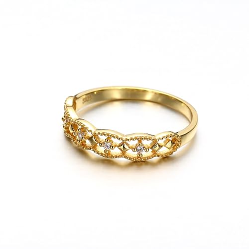 Wycian Damenring Diamanten, Verlobungsring Damen 750 18K Gelbgold Diamant Gelbgold Weiß Runde Form Größe 63 (20.1) für Neujahr von Wycian