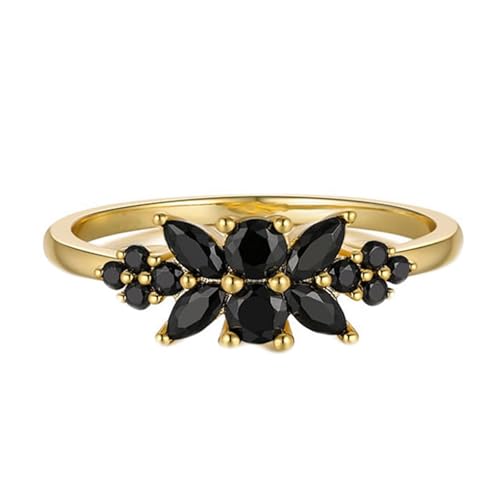 Wycian Damenring Ehering Gold Damen 9K Gelbgold Au375 Runde Form Achat Größe 58 (18.5) Vorsteckring für Frau Beliebt Schmuck Geschenk von Wycian