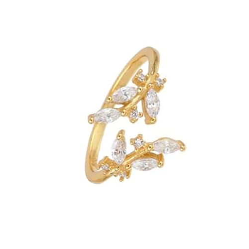 Wycian Damenring Hochzeit Ringe Gold Mann 9K Gelbgold Au375 Marquise Moissanit Größe 61 (19.4) Vorsteckring für Frau Beliebt Schmuck Geschenk von Wycian
