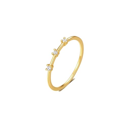 Wycian Damenringe Zart Moissanite Ring Ehering Gold 14 Karat Gelbgold Au585 Runde Form Moissanit Größe 52 (16.6) Vorsteckring für Tante Elegant Schmuck von Wycian