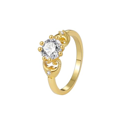 Wycian Damenringe Zart Ring Moissanite Women 9K Gold Au375 Elegant Größe 58 (18.5) Klassisch für Mutter Weihnachten Gravur von Wycian