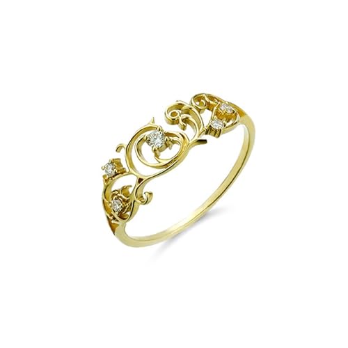 Wycian Diamant Ring Modeschmuck, Ehering Aus Gold 18K Gelbgold Diamant Weiß Runde Form Größe 57 (18.1) für Damen Neujahr von Wycian