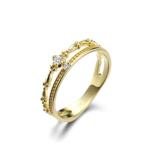 Wycian Diamant Ring Modeschmuck, Ring Gold Männer 14K Gold Diamant Weiß Runde Form Größe 53 (16.9) für Damen Jahrestag von Wycian
