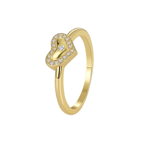 Wycian Ehe Ring mit Gravur Gold Ring 18 Karat Au750 Moissanit Herz Größe 45 (14.3) Klassisch für Tante Muttertag Personalisierbar von Wycian