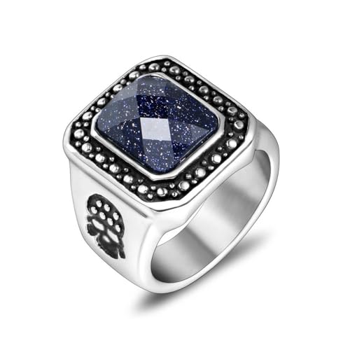 Wycian Ehering 60, Freundschaftsringe Ringe Silber Edelstahl 19.3mm Breit mit Dunkelblauem Stein Personalisiert für Mutter Neujahr von Wycian