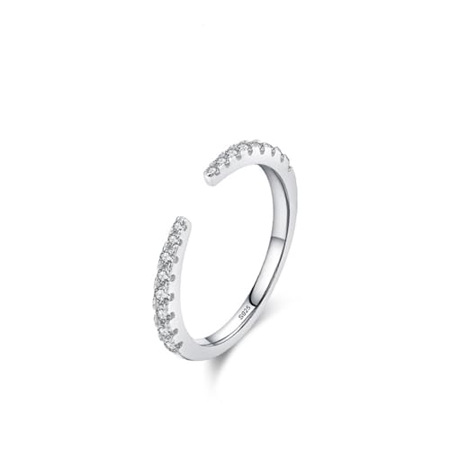 Wycian Ehering 60 Ring Kristalle 925er Sterlingsilber 1.6mm Offener Ewigkeitsring für Mutter Verlobung von Wycian