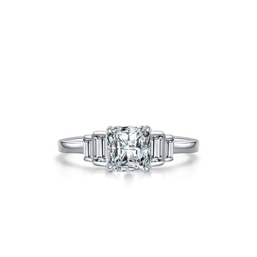 Wycian Ehering Damen 60 Ring Silber Vintage 925er Sterlingsilber 1.7mm Zirkonia Eleganter Quadratischer Zirkon für Mutter Jahrestag von Wycian