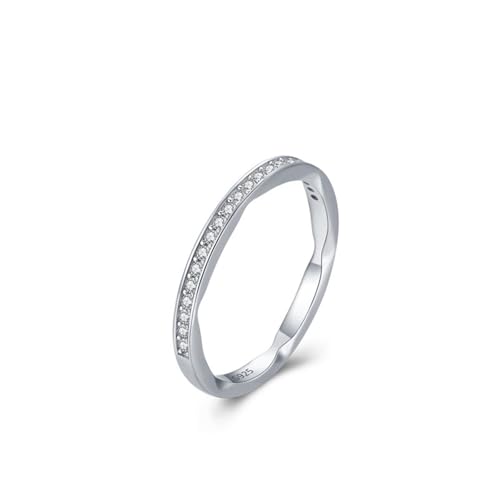 Wycian Ehering Damen 60 Ringe für Frauen Silber 925er Sterlingsilber 2mm Zirkonia Halbe Ewigkeit für Mutter Verlobung von Wycian