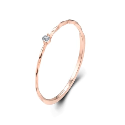 Wycian Ehering Damen Einzeln, Ring Damen 62 9 Karat Roségold Moissanit Rundschliff Weiß Npassbar Für Muttertag Promise Ring Mann von Wycian