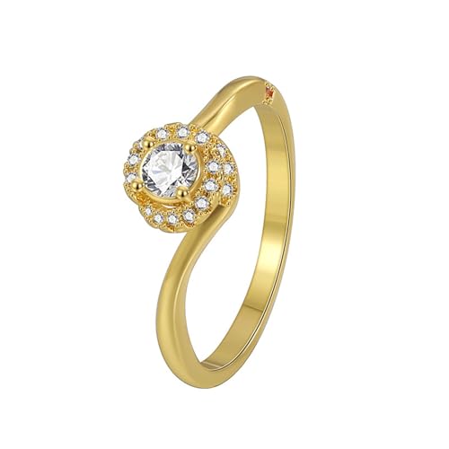 Wycian Ehering Damen Vorsteckring Gold 14K Gold Au585 Moissanit Halo Größe 45 (14.3) Elegant für Tante Weihnachten Personalisierbar von Wycian