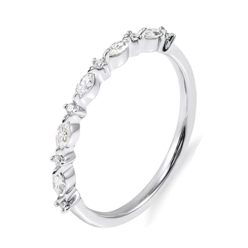Wycian Ehering Einzeln Eheringe Weissgold Frau 14 Karat Moissanit Geometrisch Größe 53 (16.9) Einfach für Frau Weihnachten Personalisierbar von Wycian
