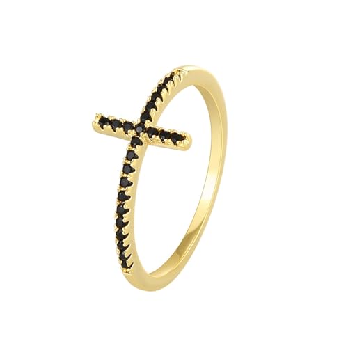 Wycian Ehering Frau Damen Ringe In Gold 9K Gold Au375 Achat Kruzifix Größe 53 (16.9) Klassisch für Frau Weihnachten Personalisiert von Wycian
