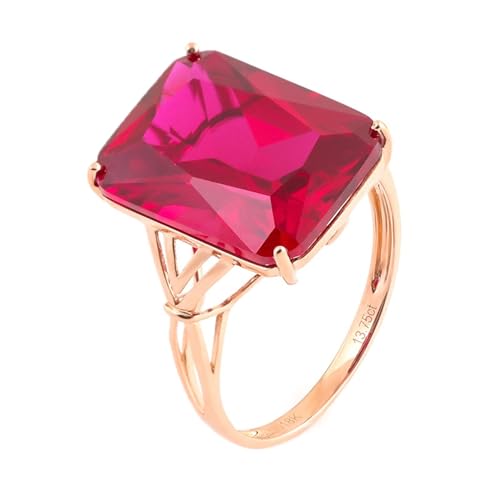 Wycian Ehering Frau Einzeln 14K Ring 14 Karat Roségold Ruby Erstellt Elegant Größe 47 (15.0) Beliebt für Frau Weihnachten Gravur von Wycian