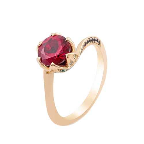 Wycian Ehering Frau Einzeln Ring Gold 18 Karat Damen Ruby Erstellt Verdrehtes Design Größe 53 (16.9) Beliebt für Tante Neujahr Personalisierbar von Wycian