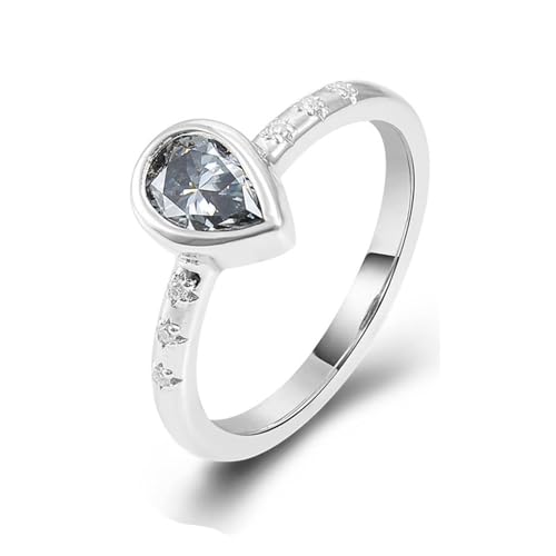 Wycian Ehering Frau Einzeln Verlobungsringe Weißgold 18 Karat Moissanit Träne Größe 47 (15.0) Elegant für Tante Weihnachten Personalisierbar von Wycian