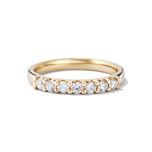 Wycian Ehering Frau Moissanite Ring Damen Gold 14 Karat Gelbgold Au585 2.5X2.5mm Runde Form Moissanit Größe 52 (16.6) Vorsteckring für Frau Beliebt Schmuck von Wycian