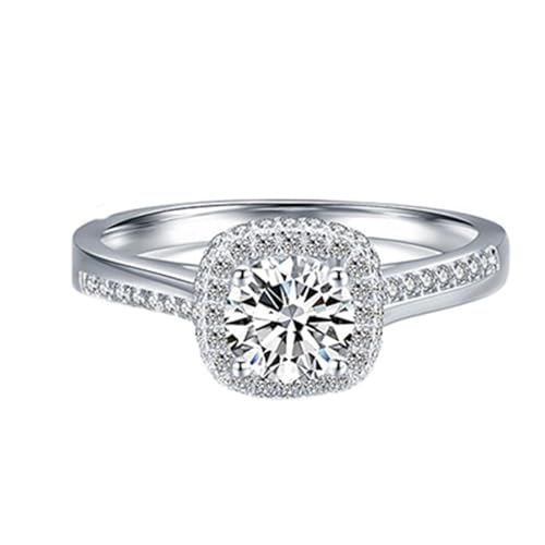 Wycian Ehering Frau Verlobungsring Damen 14K Weißgold Weißgold Au585 Runde Form Moissanit Größe 52 (16.6) Vorsteckring für Schwester Modern Schmuck von Wycian