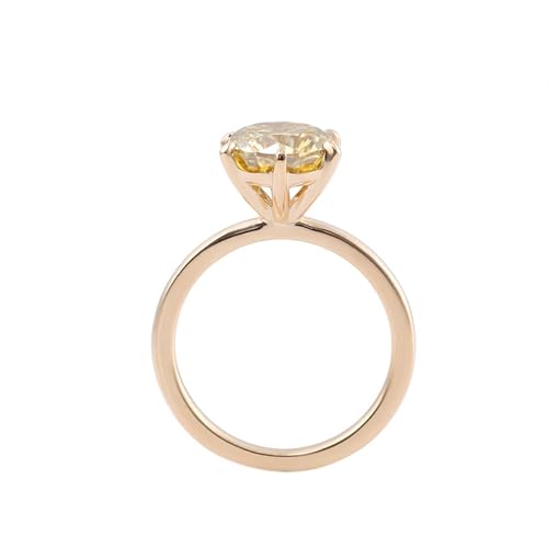Wycian Ehering Gold Ringe Frauen 18 Karat Gelb Moissanit Solitär mit 6 Krappen. Gelber Moissanit. 2 Ct Größe 45 (14.3) Elegant für Frau Valentinstag Personalisiert von Wycian