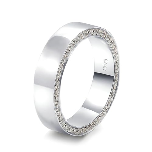 Wycian Ehering Silber 925 Damen, Ringe Silber Modeschmuck Moissanit D Runde Form Größe 65 (20.7) für Abschluss von Wycian