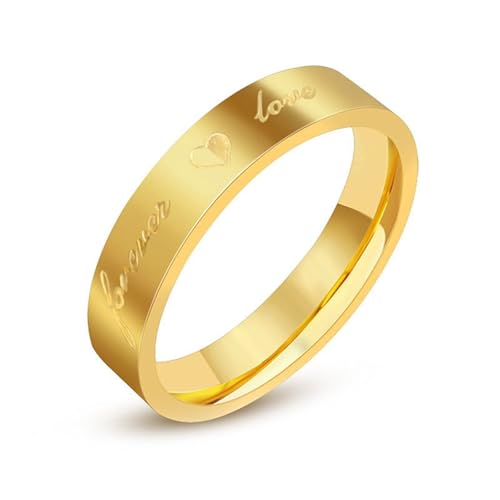 Wycian Ehering mit Gravur, Ringe Frauen Edelstahl Größe 62 (19.7) Poliertes 4mm Forever Love Herz Personalisiert für Mutter Neujahr von Wycian