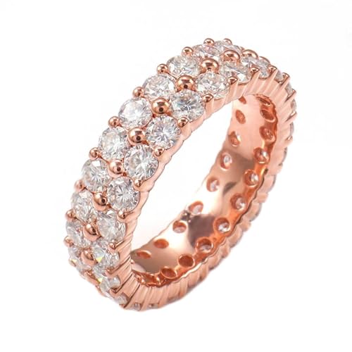 Wycian Ehering mit Gravur Frauen Ring Rose Gold 14 Karat Roségold Moissanit Eternity Round mit 1 Karat Moissanit Größe 49 (15.6) Beliebt für Mutter Cocktail Personalisierbar von Wycian