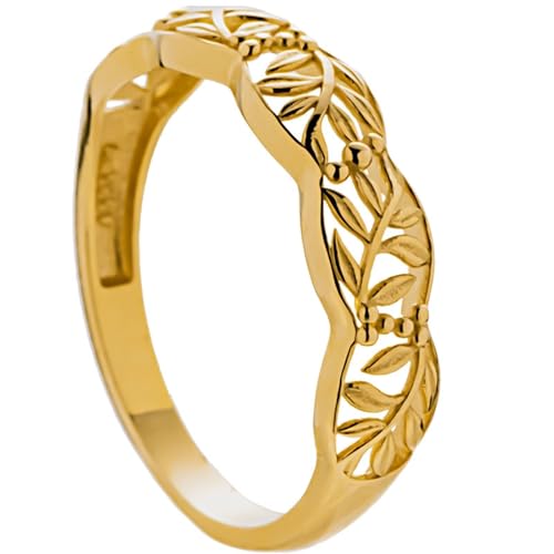 Wycian Eheringe Deko Gold Ringe Frauen 18 Karat Hohles Blatt Größe 52 (16.6) Klassisch für Lesben Valentinstag Gravur von Wycian