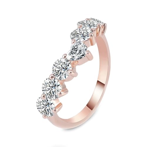 Wycian Eheringe Deko Ringe Rosegold Verlobung 9K Roségold Moissanit mit Herz- und Rundförmigem Moissanit Größe 47 (15.0) Einfach für Frau Verlobung Personalisiert von Wycian