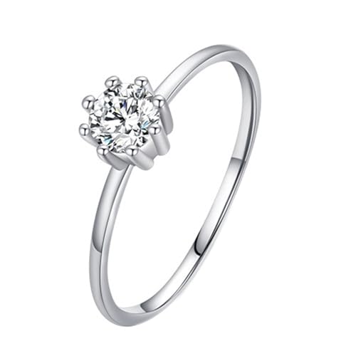 Wycian Eheringe Lesben Weissgold Ring Frauen 14 Karat Au585 4X4mm Runde Form Moissanit Größe 47 (15.0) Vorsteckring für Damen Beliebt Schmuck Geschenk von Wycian