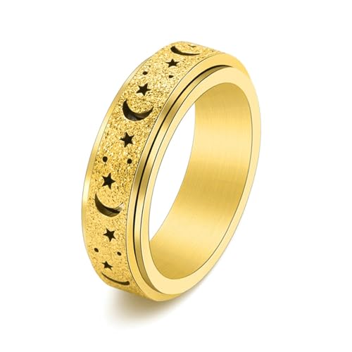 Wycian Eheringe Lesbisch, Ring Damen Edelstahl Titan Größe 60 (19.1) 6mm Stern und Mond Gravur für Wife Geburtstag von Wycian