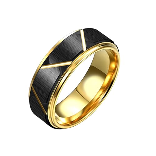Wycian Eheringe Lesbisch, Tungsten Ring Set Schwarzes Gold Größe 63 (20.1) Matt Gebürstete 8mm Linien Personalisiert für Mutter Abschlussball von Wycian
