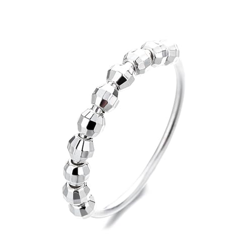 Wycian Eheringe Nickelfrei Damen Ringe Silber 925 Schlicht Sterlingsilber Unregelmäßige Runde 3-Mm-Perlen Größe 60 (19.1) Mode für Schwester Neujahr Schmuck von Wycian