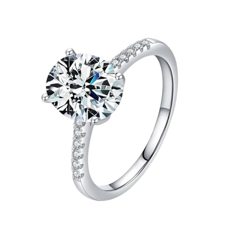 Wycian Eheringe Nordisch Ringe Damen Weißgold 14 Karat Au585 8X10mm Ovale Form Moissanit Größe 45 (14.3) Vorsteckring für Damen Einfach Schmuck Geschenk von Wycian