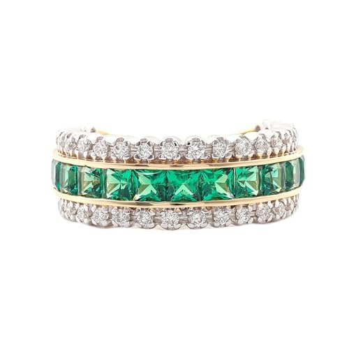 Wycian Eheringe Ohne Nickel Goldring Damen Verlobung 9K Gold Erstellter Smaragd Elegant Größe 52 (16.6) Beliebt für Mutter Muttertag Personalisiert von Wycian